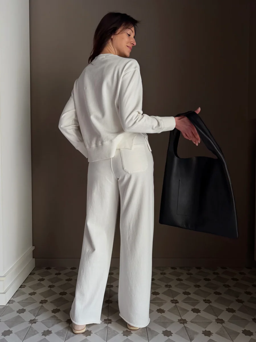 Pantalone in felpa neve wide-leg - immagine 6