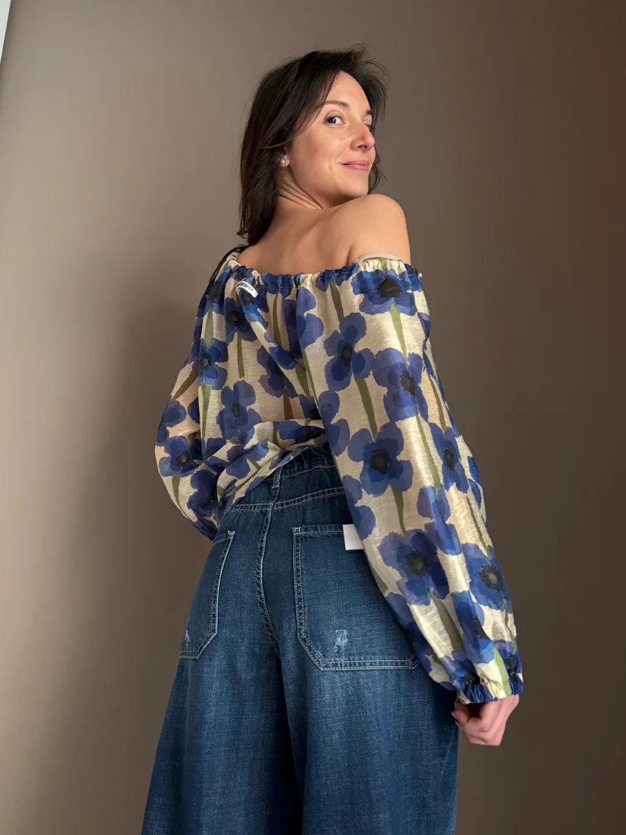 Pantalone denim con elastico wide-leg - immagine 9