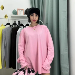 Maglia Longsleeve Donna Just West in Cotone 100% con Spalline Strutturate