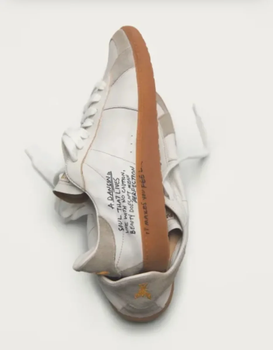Sneakers in nappa con lettering white&gold - immagine 2