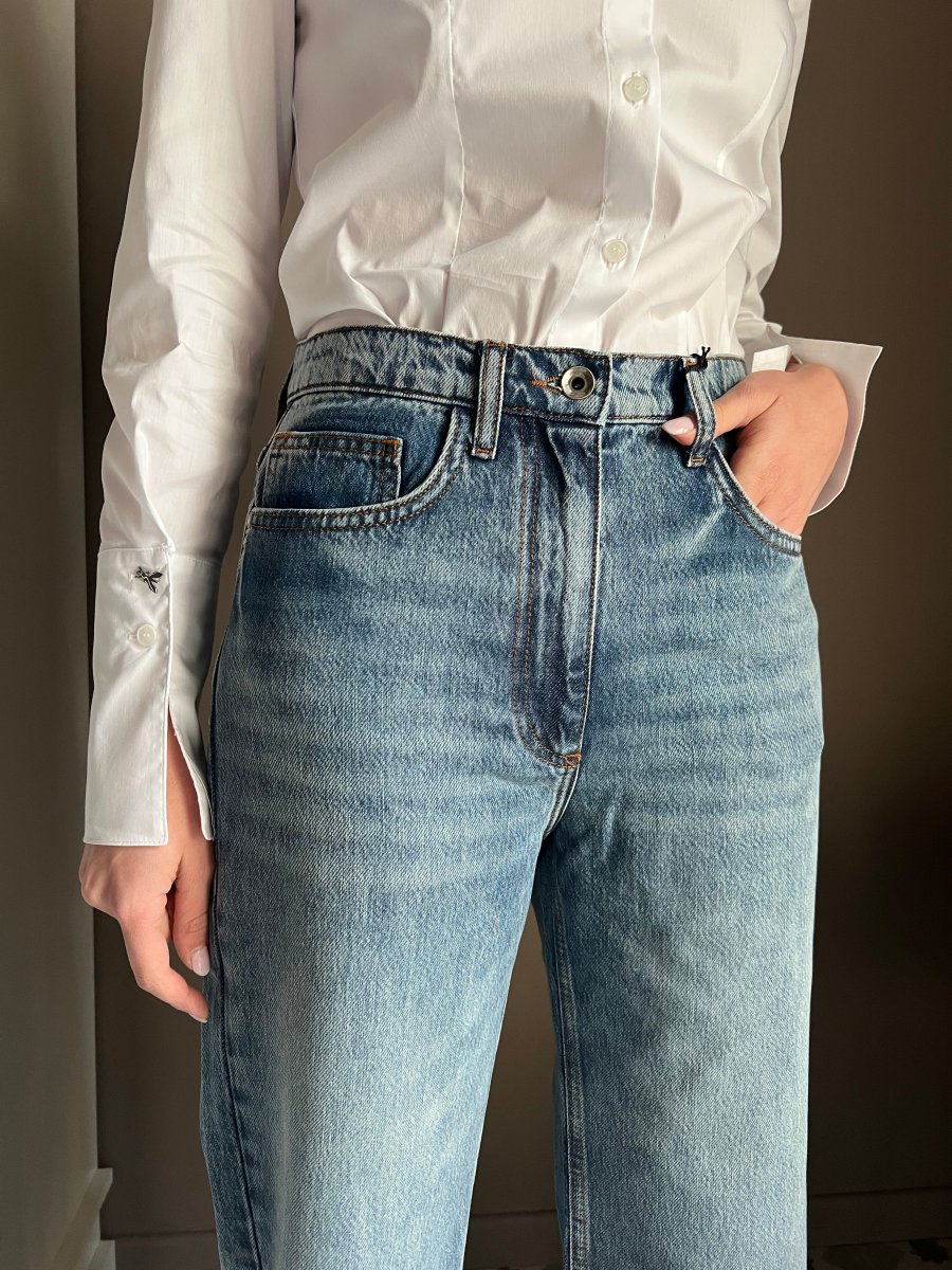 Pantalone denim wide-leg New Warm Blue Wash - immagine 5