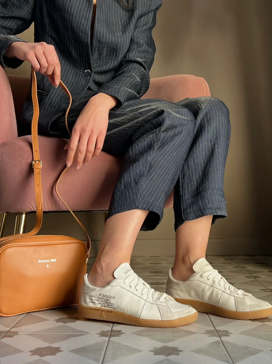 Sneakers in nappa con lettering white&gold - immagine 5