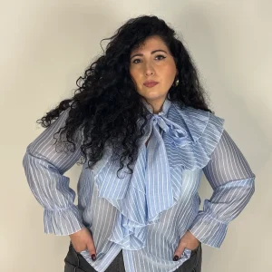 Camicia Righe e Rouches con Fiocco