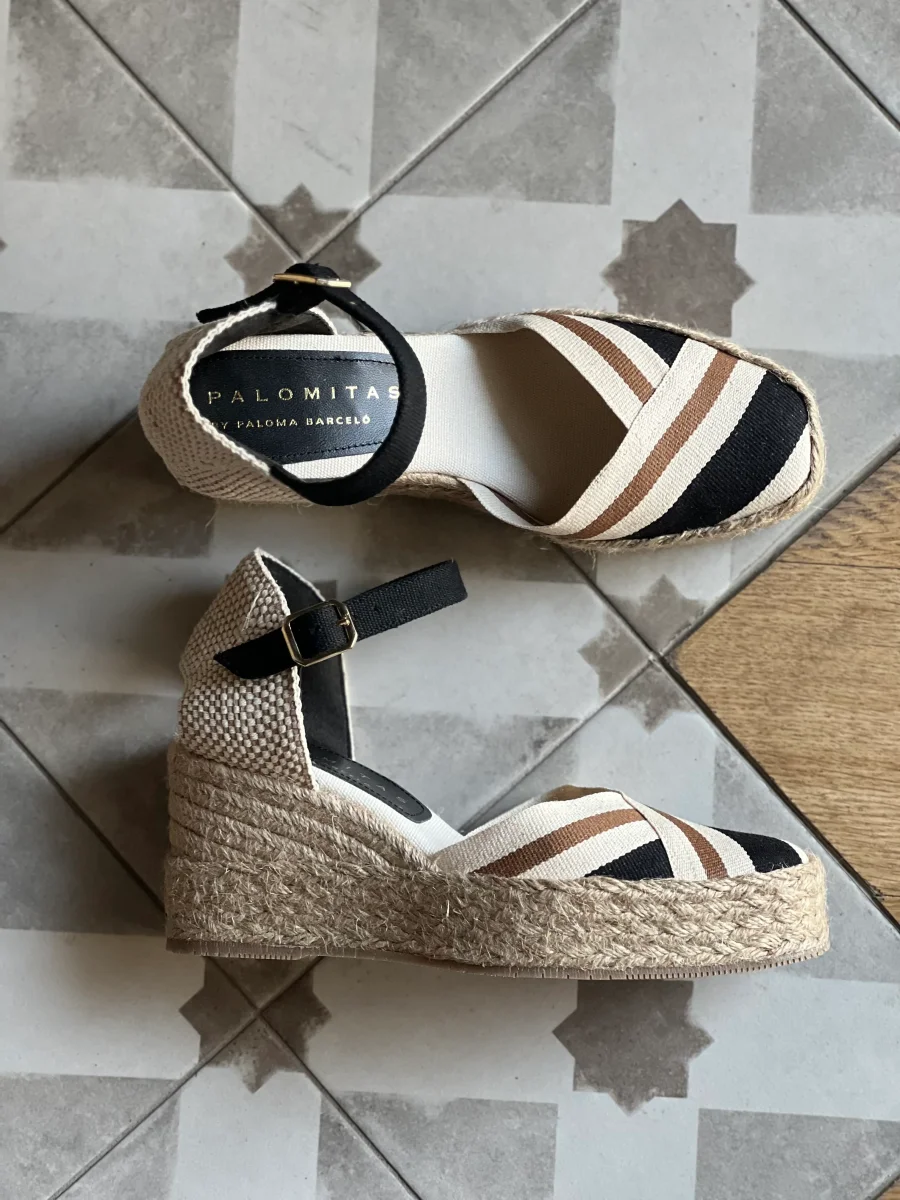Sandalo con zeppa in corda bicolor - immagine 7