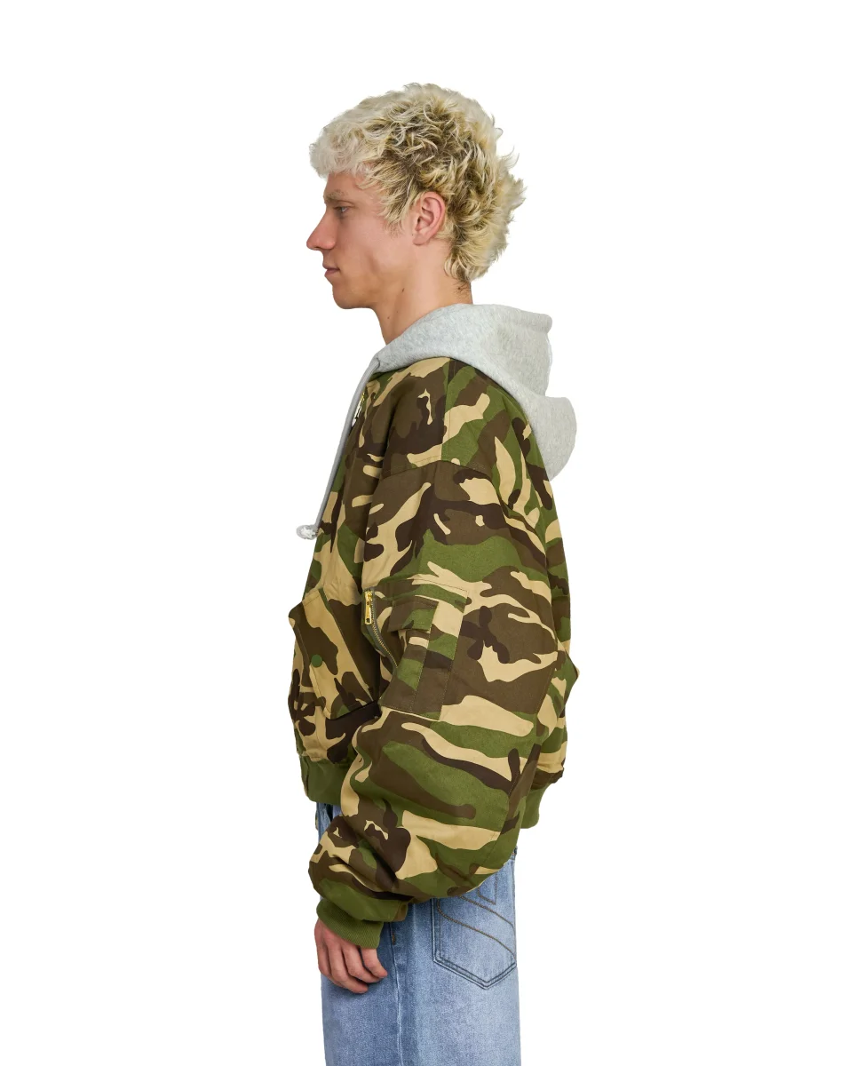 Bomber imbottito reversibile in 100% cotone con cappuccio e ricami 3D - immagine 6
