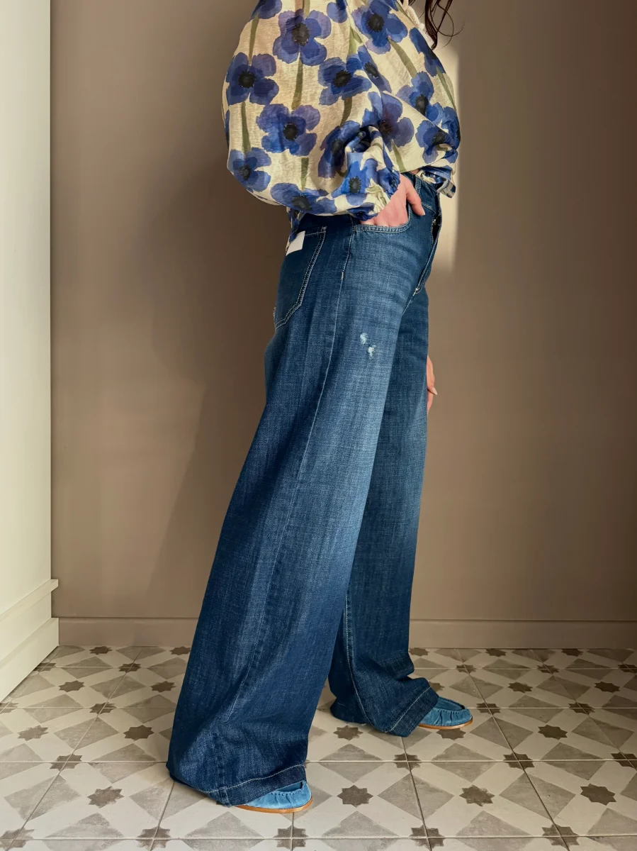 Pantalone denim con elastico wide-leg - immagine 7