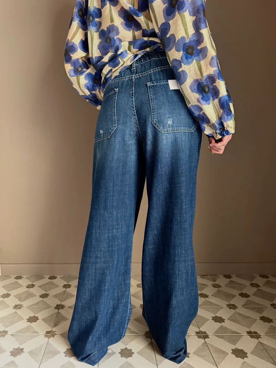Pantalone denim con elastico wide-leg - immagine 4