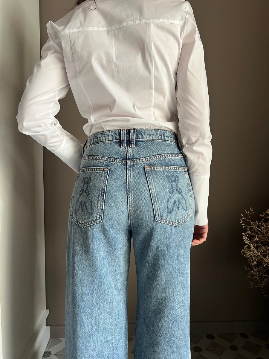 Pantalone denim wide-leg New Warm Blue Wash - immagine 4