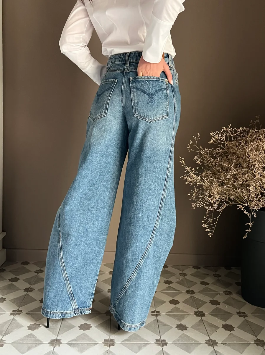 Pantalone denim wide leg “Architectural” - immagine 8