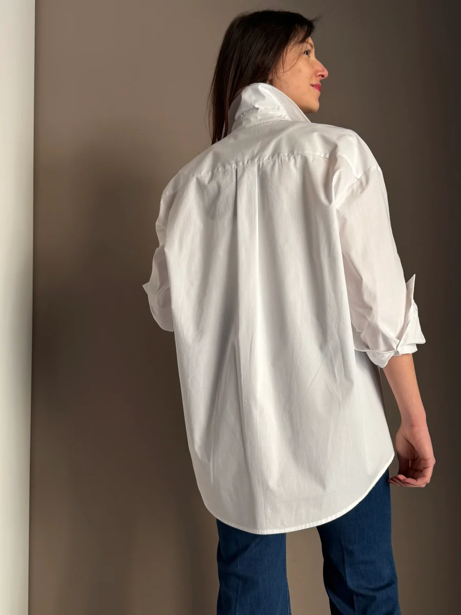 Camicia over in cotone con ricamo - immagine 7