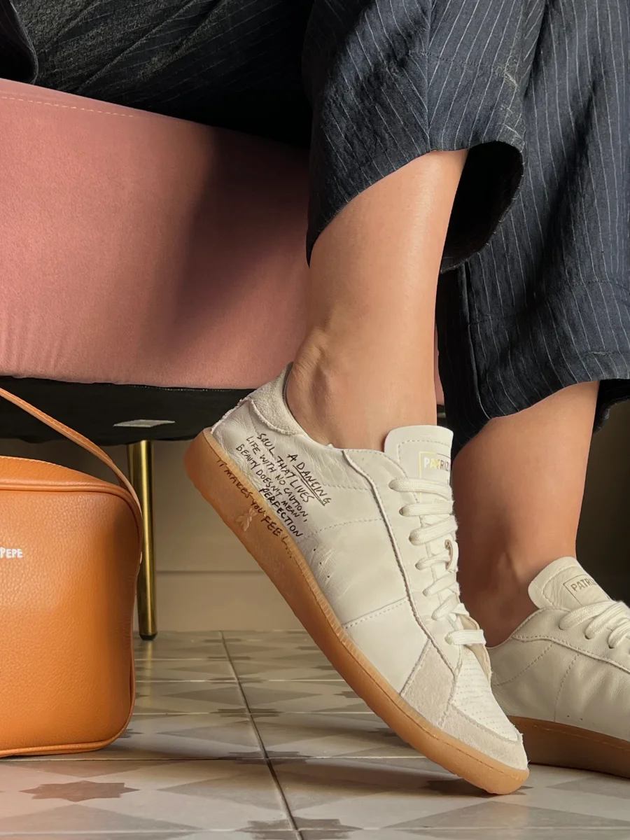 Sneakers in nappa con lettering white&gold - immagine 8