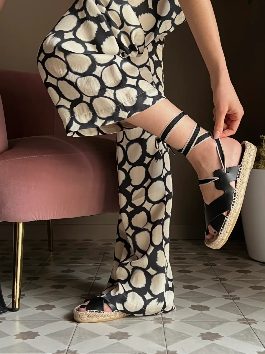 Sandalo espadrillas in pelle - immagine 3