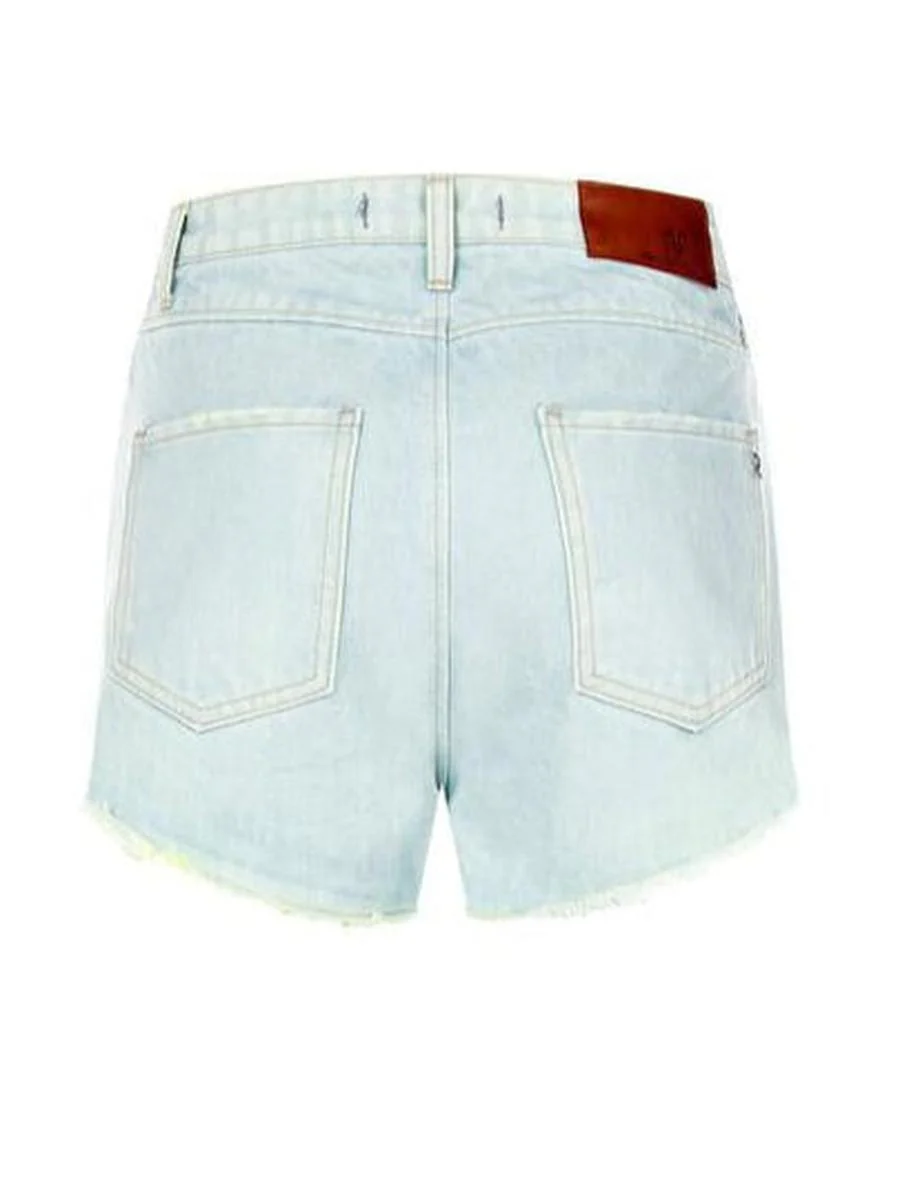Pantaloni Corto in Jeans con Strappi e Interno a Contrasto - immagine 5