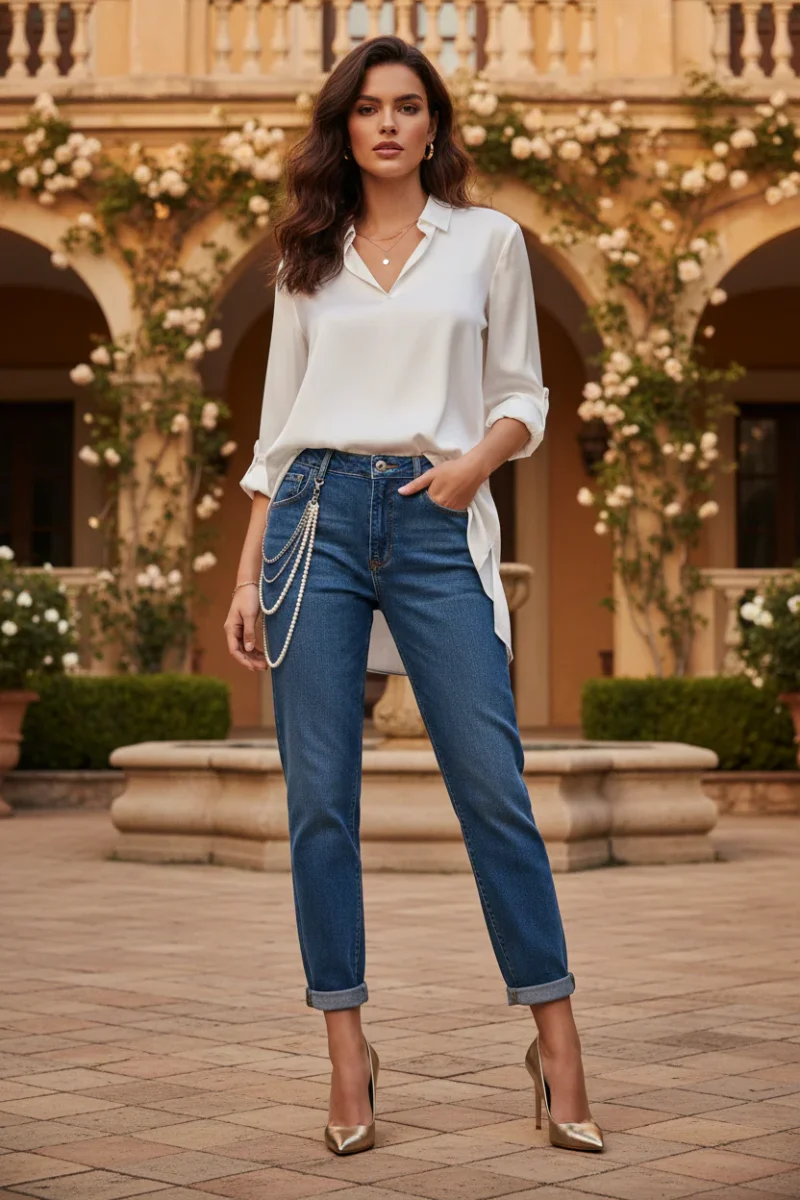 Jeans con Catena Perle - immagine 2