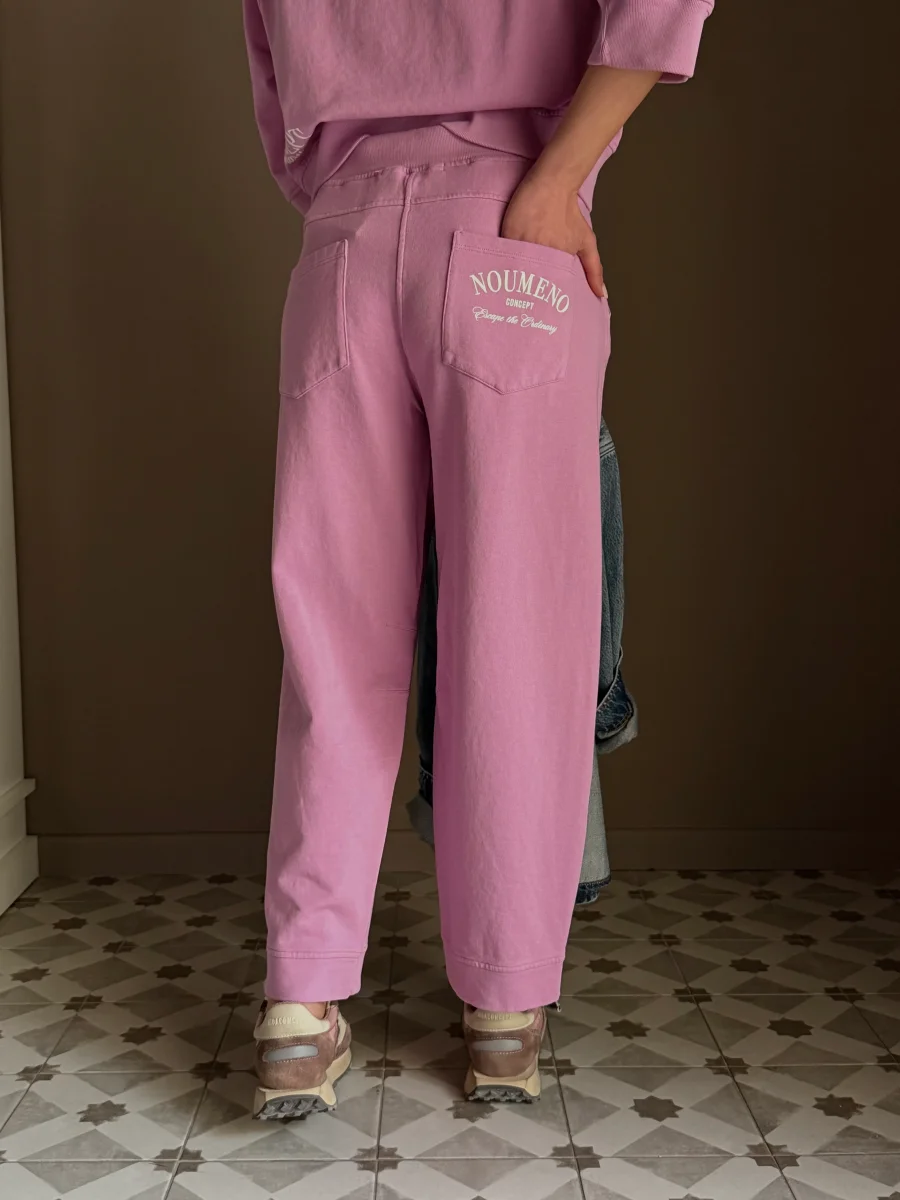 Pantalone in felpa con coulisse malva - immagine 8