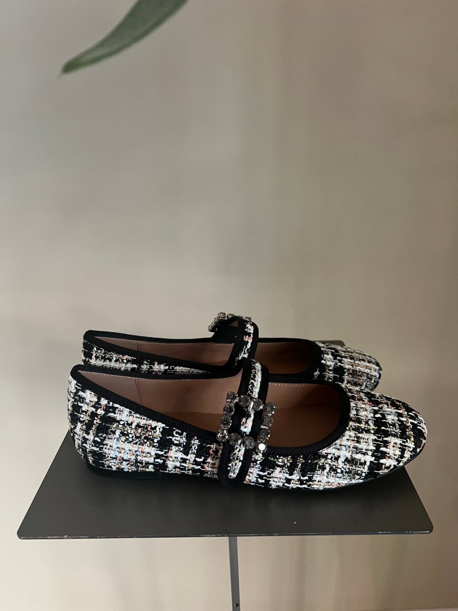 Scarpa in Tweed con fibbia in strass - immagine 2