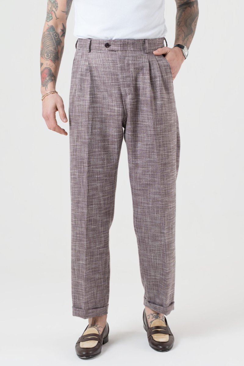 Pantalone Fondo Ampio con Passanti Melangiato Cola - immagine 2