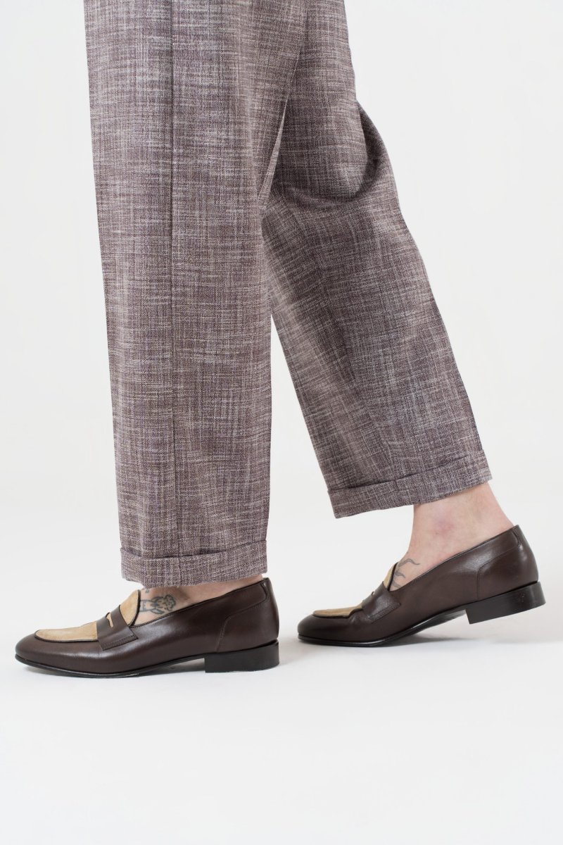 Pantalone Fondo Ampio con Passanti Melangiato Cola - immagine 5