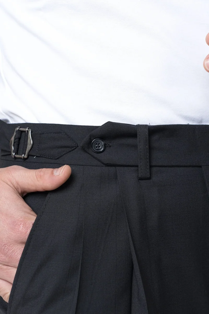 Pantalone Fondo Ampio e Fibbie Laterali Nero Milano - immagine 5