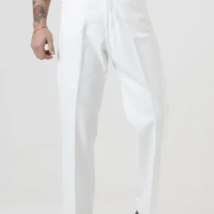 Jeans Vita Alta Fondo Ampio Bianco