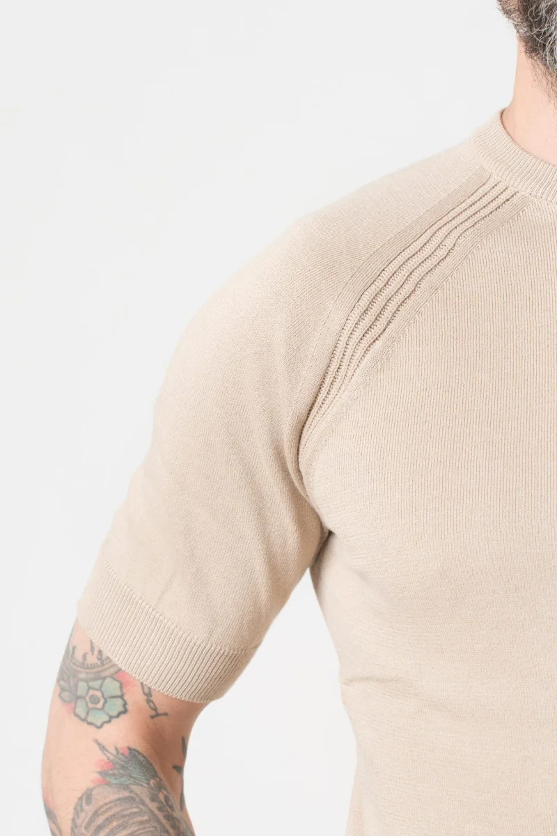 T-Shirt in Filo Manica Raglan Beige - immagine 6