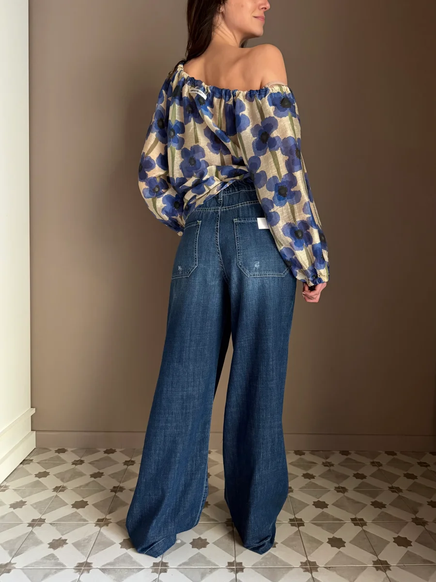 Pantalone denim con elastico wide-leg - immagine 8