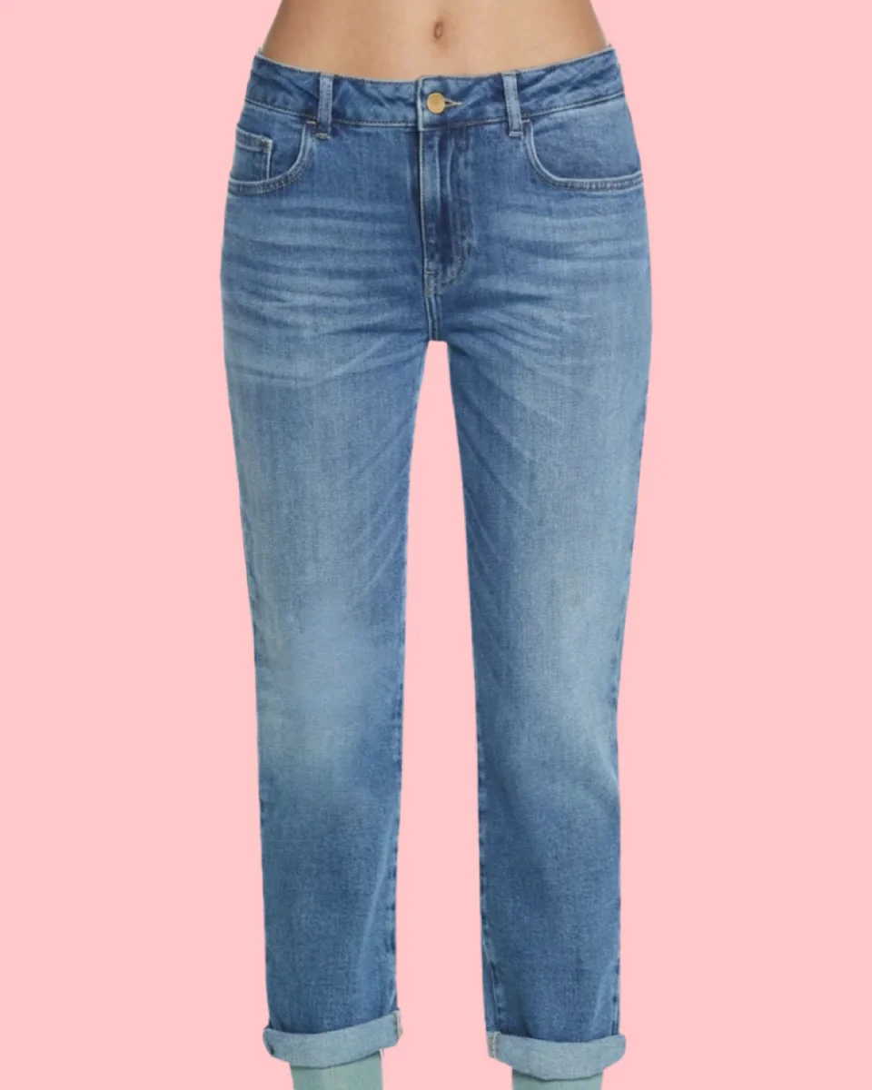 Jeans "Regular Fit". Jeans denim resistente a gamba dritta vita media e chiusura con zip e bottone - immagine 5