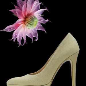 Pump "Sunset Stiletto". Scarpe eleganti in pelle e lamè, da cerimonia o da festa con platform e tacco alto.