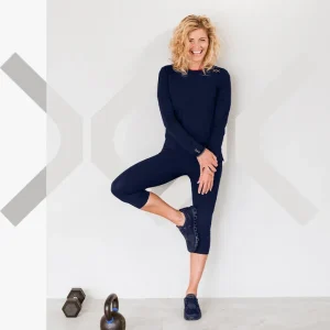 Leggings A 3/4 Da Donna Allena Blu Sher