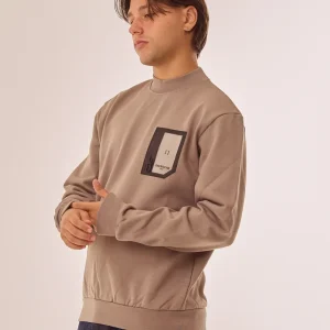 Felpa girocollo con patch logato