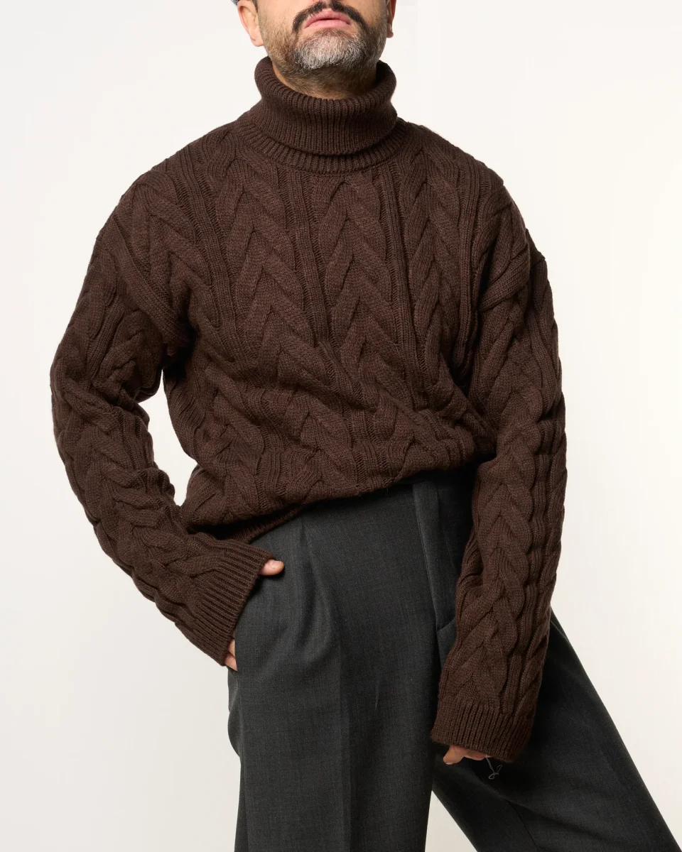 Maglione Treccia Collo Alto Testa di Moro - immagine 4